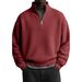 Men's Casual Long Sleeve Pullover Sweatshirt - Lightweight Waffle Knit Stand Collar Top, Slim Fit Ribbed Hem, Solid Color Streetwear For Urban Style_viptrois.com