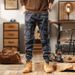 Men's Vintage Camo Cargo Pants - Military Tactical Workwear With Multi-Pockets, Relaxed Fit & Elastic Cuffs For Outdoor & Casual Wear_viptrois.com