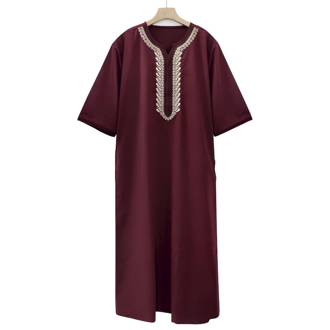 Men's Clothing Muslim Loose Robes Men's Embroidered Pocket Robes_viptrois.com