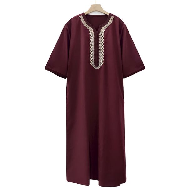 Men's Clothing Muslim Loose Robes Men's Embroidered Pocket Robes_viptrois.com