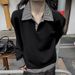 Old Money Wind Fake Two-piece Splicing Plaid Lapel Long Sleeve Shirt Sweater Men's Anti-Wrinkle High Intelligence Heavy Shoulder T-Shirt_viptrois.com