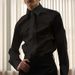 Men's Clothing Men's High End Banquet Gentleman Shirt Solid Color Long Sleeved Performance Clothes Mesh Splicing Shirt_viptrois.com