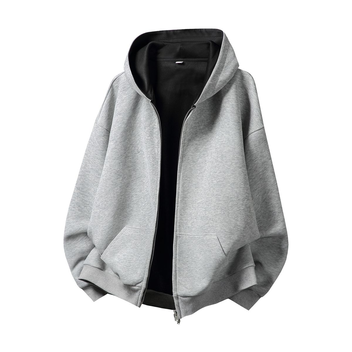 Men's Clothing Heavyweight Contrast Color Lining Hooded Sweatshirt Men's Autumn Loose Casual Cardigan Jacket Silhouette Trendy Coat_viptrois.com