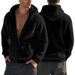 Men's Clothing Thick Warm Double Sided Fleece Jacket Zipper Loose Thickened Fleece Hooded Zip-Up Jacket - Winter Warm Loose Fit Casual Outerwear_viptrois.com