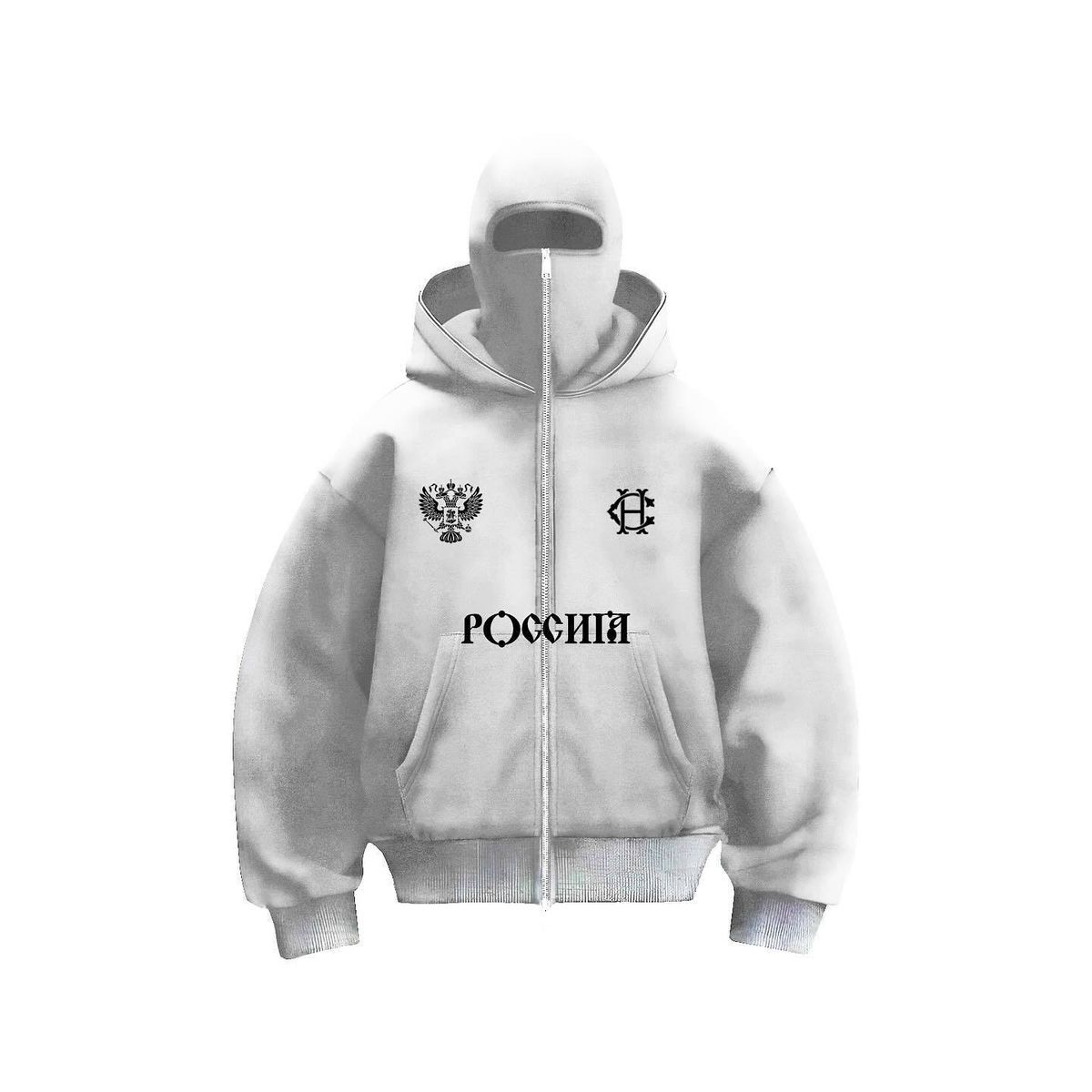 "Men's Double Hooded Zip-Up Sweatshirt - Ninja Style Cardigan With Adjustable Face Mask, Streetwear Hoodie For Urban Exploration"_viptrois.com