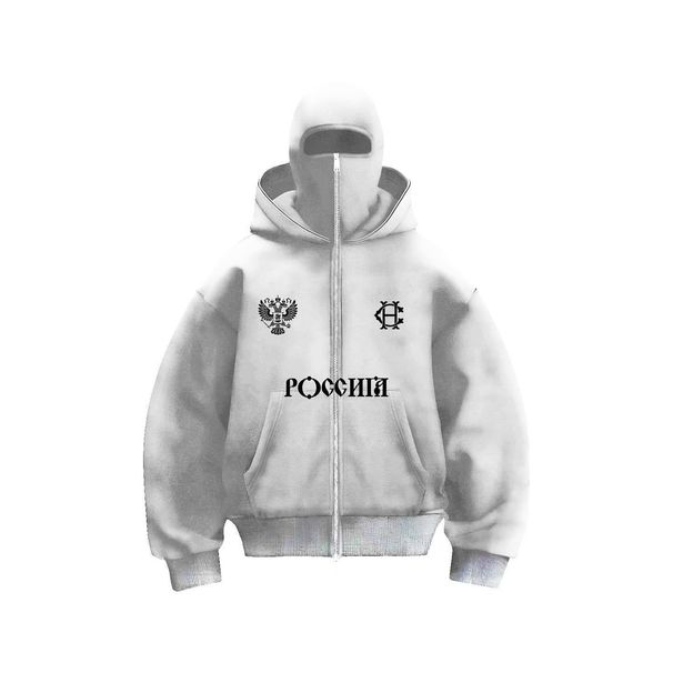 "Men's Double Hooded Zip-Up Sweatshirt - Ninja Style Cardigan With Adjustable Face Mask, Streetwear Hoodie For Urban Exploration"_viptrois.com