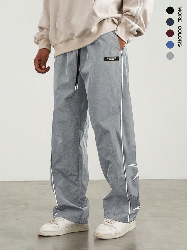 Men’s Casual Pants – Retro Loose Fit With Cosmic Embroidery, Drawstring Waist (S-XXL, 5 Colors) – Lightweight & Breathable For Summer_viptrois.com