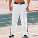 Men's Casual Jogger Pants With Color Block Design, Heavyweight Fleece Lined, Relaxed Fit, Straight Leg, Autumn Winter Sweatpants_viptrois.com
