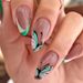 Nails Art Triangle Stitching Lake Green Fresh Almond Armor Cute Butterfly Nail Wearable Manicure Pieces Finished Batch_viptrois.com
