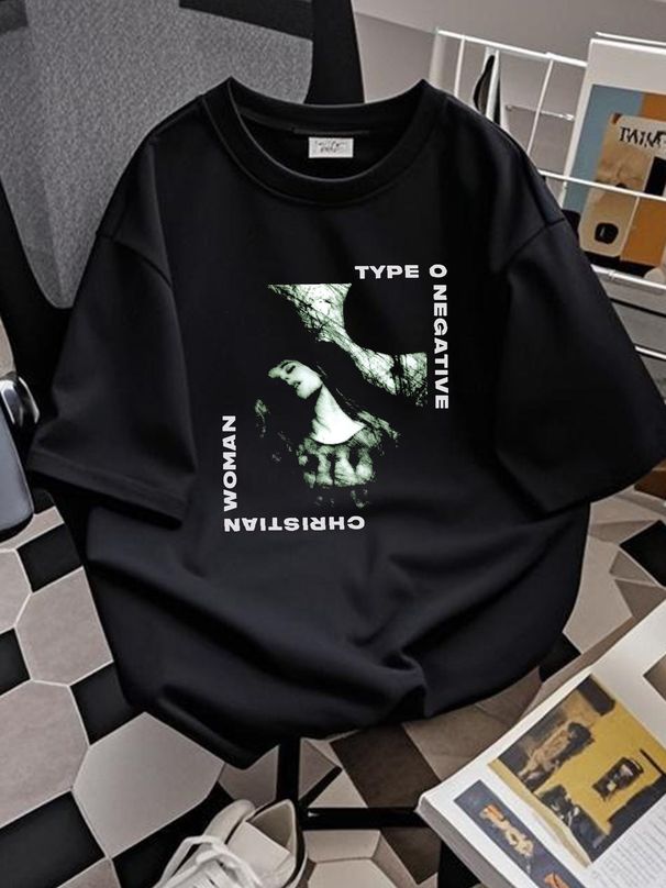 Men's Type O Negative Christian Wo T-shirt Large Black Comfortable Versatile Casual Unisex Top For Everyday Wear Fashion Stylish Slightly Summer_viptrois.com