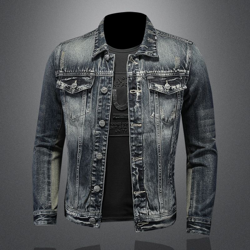 Men's Clothes High Quality Trendy Denim Top Button Vintage Denim Jacket_viptrois.com