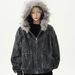 Men's Distressed Vintage Hooded Jacket – Oversized Fit, Faux Fur Trim, Heavyweight Cotton For Winter_viptrois.com