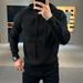 Spring And Autumn Knitted Hooded Sweatshirt New Korean Style Men's Trendy Casual Slim Fit Comfortable Warm Long Sleeve_viptrois.com