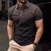 Unbeatable Quality 2024 Spring/Summer New Men's Stand Up Collar Gradient Casual Short Sleeve Golf Henley Shirt_viptrois.com