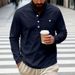 "Men's Heavyweight Twill Henley Shirt – Classic Style Long-Sleeve Layering Tee (S-XXXL, 7 Colors)"_viptrois.com