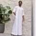 Men's Clothing Men's Simple Solid Color Round Neck Zipper Short Sleeve Shirt Robe_viptrois.com
