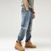 Men's Clothing Retro Street Trend Large Size Jeans For Men, Loose Slimming Straight Casual Distressed Jeans_viptrois.com