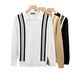 Men's Premium Color Block Knit Polo Shirt - Long Sleeve Casual Pullover With Striped Design, Autumn Winter Fashion Top_viptrois.com