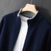 Loom Loom 2024 High-End Fashion Cardigan Men Stand Collar Zipper Color Block Thickened Business Casual Sweater Knitted Jacket_viptrois.com