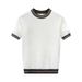 Men's Clothing Summer Comfortable Cool And Breathable Strong Twist Jacquard Texture Contrast Color Knitted T Shirt_viptrois.com