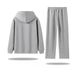 Trendy Bear Print Hoodie Set – Unisex Zip-Up Hooded Sweatshirt & Joggers (M-5XL) – Winter Casual Streetwear In Black/Grey_viptrois.com
