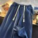 Men's Clothing New Style Drawstring Elastic Wide Leg Trousers Loose High Street Straight Trousers Ins Trendy Casual Trousers_viptrois.com