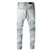 Men's Clothing Ins Same Style Washed Old Hole Cat Whisker Patch Diamond Patch Elastic Slim Fit Skinny Jeans_viptrois.com