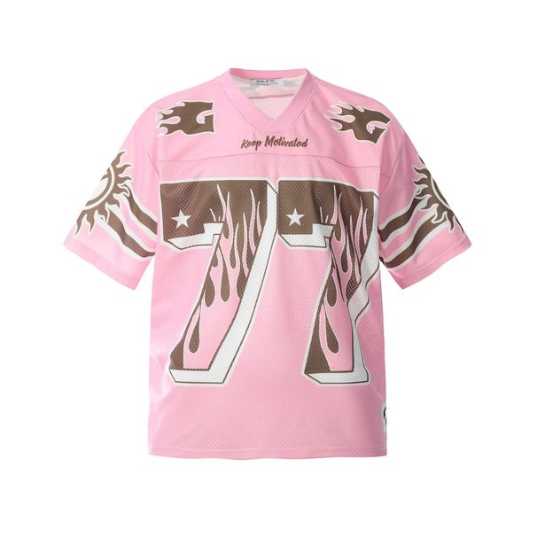 Men's Clothing Letter Print Short Sleeved T Shirt Versatile Terry Cloth Splicing Mesh Cloth Top_viptrois.com