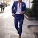 Men's Clothing Men's Suit Two Piece Suit One Button Linen Cotton Linen Solid Color Suit Men_viptrois.com