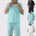 Men's Clothing Spring And Summer New Lapel Button Knitted Tops Casual Men's Sports Shorts Suit_viptrois.com