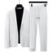 Men's Spring And Summer Light Striped Pleated Youth Fashion Trend White Men's Casual Suit_viptrois.com
