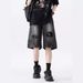 Men's Clothing Ripped Denim Shorts Washed High Street Vibe Loose Casual Shorts_viptrois.com