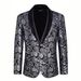 Men's Slim Fit Jacquard Suit Jacket Trendy Style Single Button Banquet Wedding Emcee Attire_viptrois.com