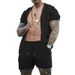 2024 Short Shorts Cool Hole Fabric, Lapel Cardigan, Short Sleeved Set, Men's Summer Two-piece Set_viptrois.com