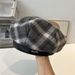 Beret For Women British Plaid Woolen Winter Octagonal Spring And Autumn Trendy Ins Korean Version Versatile Newsboy Hat_viptrois.com