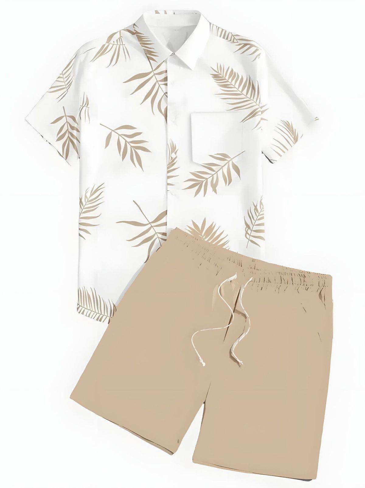 Men's Clothing Hot Selling Short Sleeved Trendy Printed Hawaiian Shirt Short Sleeved Shorts Men's Suit_viptrois.com