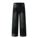 Men's Clothing Street Personality Washed And Distressed Leopard Print Wide Leg Jeans Washed And Distressed Loose Wasteland Style Straight Pants_viptrois.com