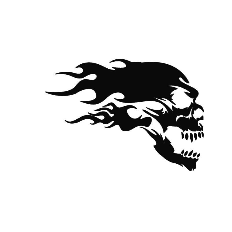 Car stickers Halloween Skull Fire Skull rear bumper decorate motorcycle body stickers_viptrois.com