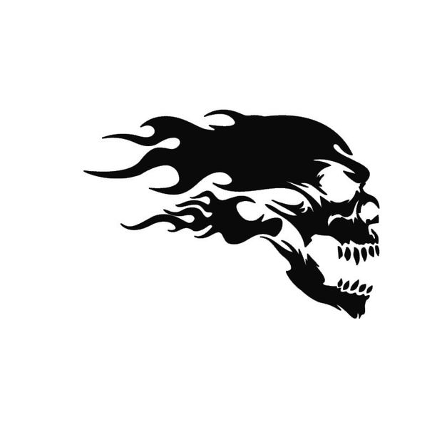 Car stickers Halloween Skull Fire Skull rear bumper decorate motorcycle body stickers_viptrois.com