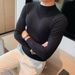 Half High Neck Sweater, Men's Slim Fit Long Sleeved Sweater, Versatile Solid Color Sweater_viptrois.com