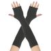 Unisex Long half-finger gloves with wooden ear edge Knitted warm cotton solid color open finger ruffled extended gloves_viptrois.com