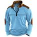 Nordmann European And American INS Cross-Border New Men's Patchwork Zipper Long Sleeve Sports Polo Shirt_viptrois.com