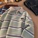 1 Japanese Retro Striped Polo Collar Sweater For Men, Autumn And Winter Lazy Style, Youth Niche Couple Knitted Top_viptrois.com