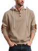 Men's Oversized Hooded Sweatshirt – Minimalist Jacquard Pullover With Drop Shoulder (S-XXXL, Black/Heather Grey/Olive)_viptrois.com