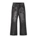 Men's Clothing high street black and gray washed ripped jeans men's straight slim retro casual pants_viptrois.com