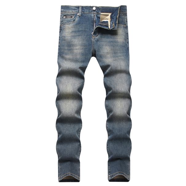 Spot Men's Retro Slim Fit Stretch Jeans Trendy Straight Leg Trousers Versatile Classic Style_viptrois.com