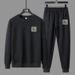 Men's Clothing Spring And Autumn Casual Sports Suit Jacket Cropped Pants Round Neck Sweatshirt Long Sleeved Pants Sports Suit_viptrois.com