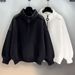Unisex High-Neck Zip-Up Sweatshirt – Minimalist Oversized Pullover With Kangaroo Pocket (Black & White)_viptrois.com