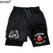 Men's, Quick Drying, Basketball, Beach, Muscle, Compression Gym Shorts, Boxing Printed Sports Pants, Double Layered Fitness_viptrois.com