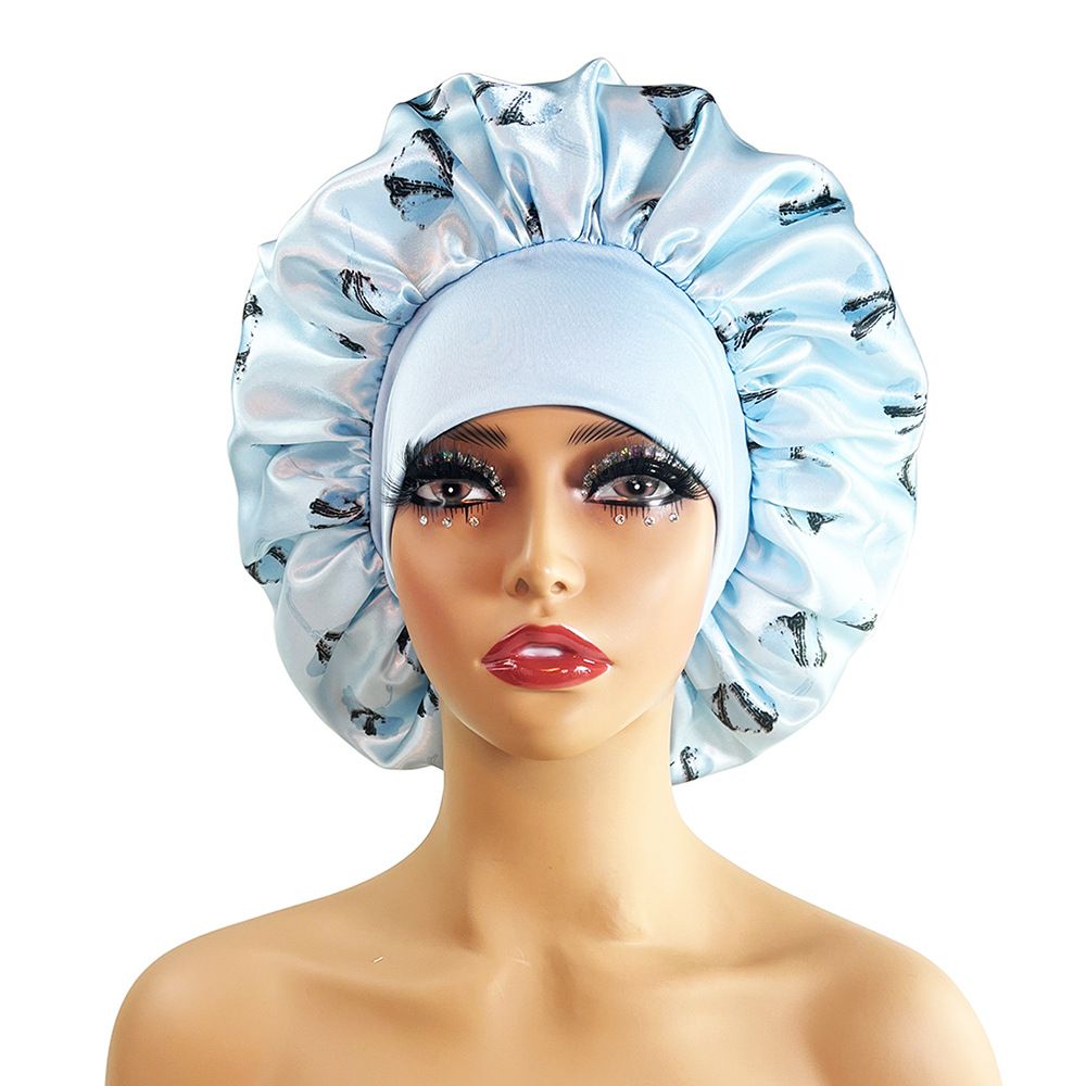 Wide brim color square night cap print round cap print home cap Soft hair care cap larger_viptrois.com